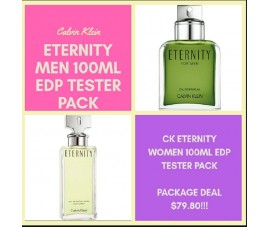 Calvin Klein - CK Eternity Men & Women 100ml EDP Spray Tester Pack Package Deal 
