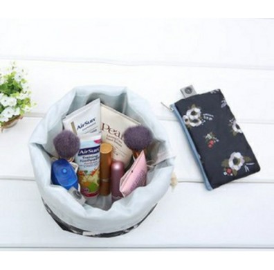 Travel Toiletry Makeup Storage Cosmetic Drawstring Bag + Mini Pouch + PVC Pouch