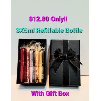 Perfume Refillable Bullet Head Bottle 3X5ml Spray - With Gift Box 