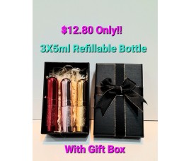 Perfume Refillable Bullet Head Bottle 3X5ml Spray - With Gift Box 