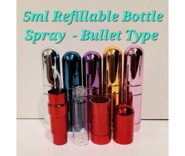 Perfume Refillable Bullet Head Bottle 5ml Spray - Up To 60 Sprays + Perfume Refill Tools
