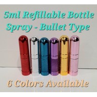 Perfume Refillable Bullet Head Bottle 5ml Spray - Up To 60 Sprays + Perfume Refill Tools