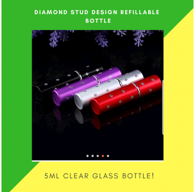 Perfume Refillable Bottle Spray 5ml  With Diamond Stud Design
