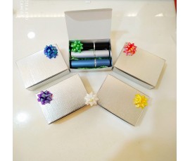 Silver Gift Box With Flower Ribbon
