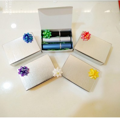 Silver Gift Box With Flower Ribbon